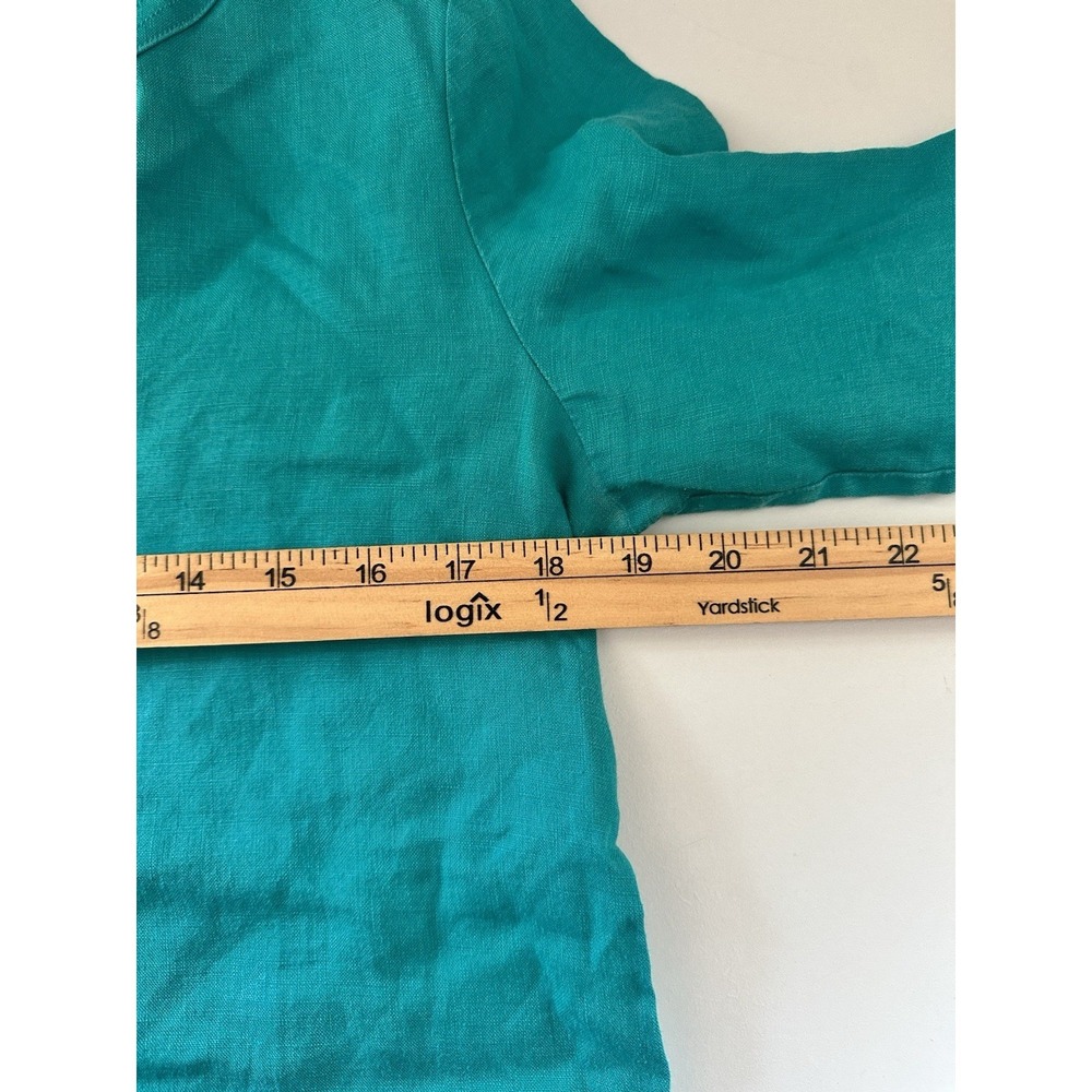 Lauren Ralph Lauren Womens Linen Tunic Top Size M Blue Teal Coastal Nautical - Picture 8 of 10